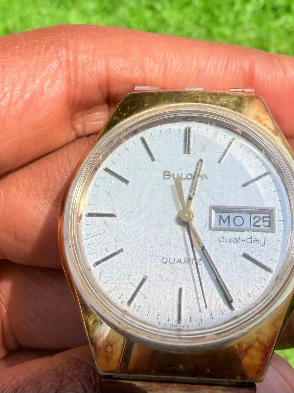 Bulova Gold Tone Silver Dial Men's Day-Date Watch
